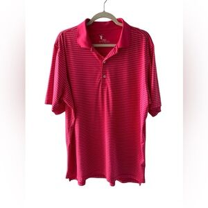 F&G Tech Men’s Golf Polo Shirt, XL, Short Sleeve, Pink & Blue Stripes